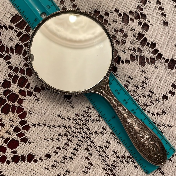 Silver keepsake baby mirror Teddy Bear and flower design 5.5” tall, 2.5”wide big - Picture 6 of 11